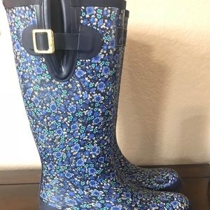 Joules Wellington Welly Rain Boots 9 Blue Floral